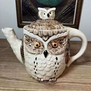 Vintage Enesco Japan Owl Ceramic Tea Pot 1980 EUC